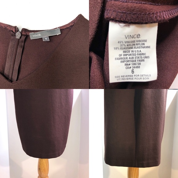 Vince Brown V-neck Sleeveless Sheath Dress 6 - Picture 8 of 8